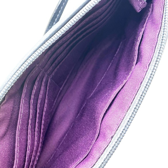 Vintage COACH Signature Wristlet Canvas Leather Blue Large - Picture 6 of 6